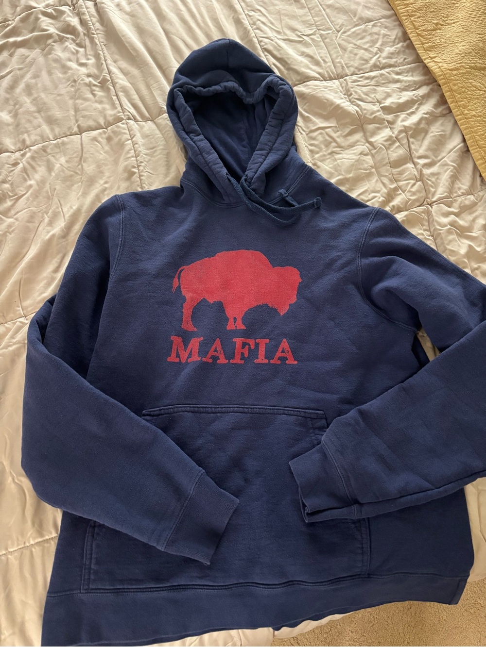Mafia Logo Navy Blue Hoodie - Men's Pullover Sweatshirt